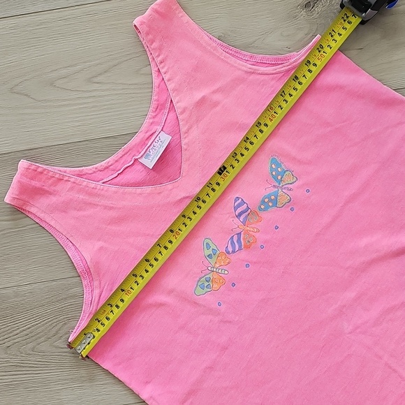 Y2K Vintage 90s Fresh Produce Bright Pink Butterfly Tank Unisex Medium - Picture 8 of 13